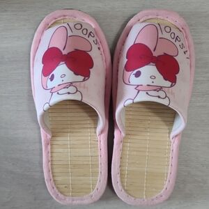 My Melody Pink Bow Women Bamboo Summer Open Toe Slippers